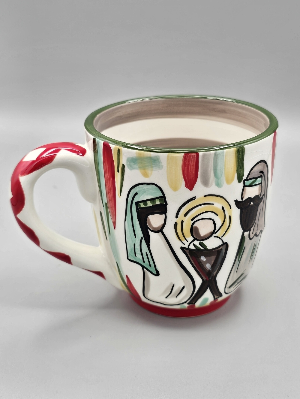 Glory Haus Nativity Christmas Mug Cup Bright Festive‎ Jesus Mary Joseph Rare Htf